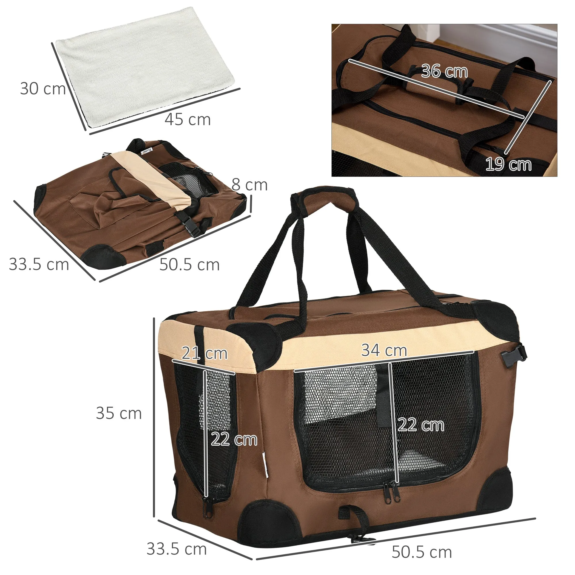 PawHut 51cm Foldable Pet Carrier