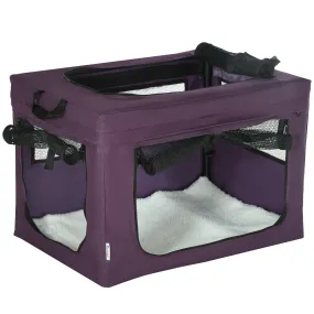 PawHut 60cm Soft Side Pet Carrier w/ Cushion, for Miniature Dogs - Purple