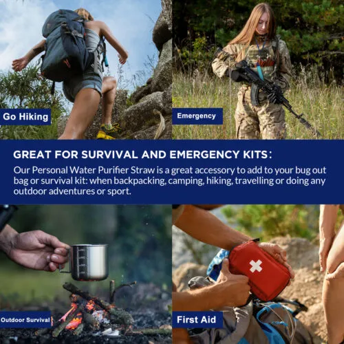 Personal Water Filter for Hiking, Camping, Travel, and Emergency Preparedness