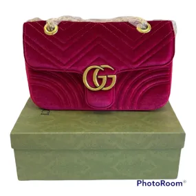 Pink Velvet Chevron Handbag (PRE-ORDER)