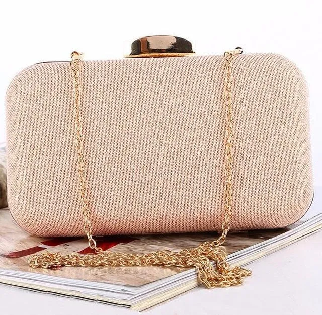 Rose Tone Rhinestone Handbag Chain Bride Fashion Day Clutch