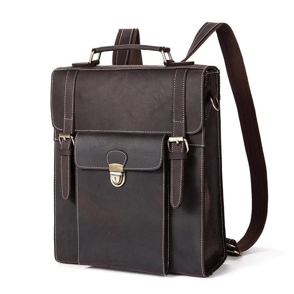 Rossie Viren Vintage Retro Brown Leather Men's  Briefcase Messenger Satchel Postmen Bag