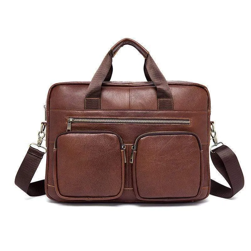 Rossie Viren Vintage Retro Tan  Leather Men's  Briefcase Messenger  Bag