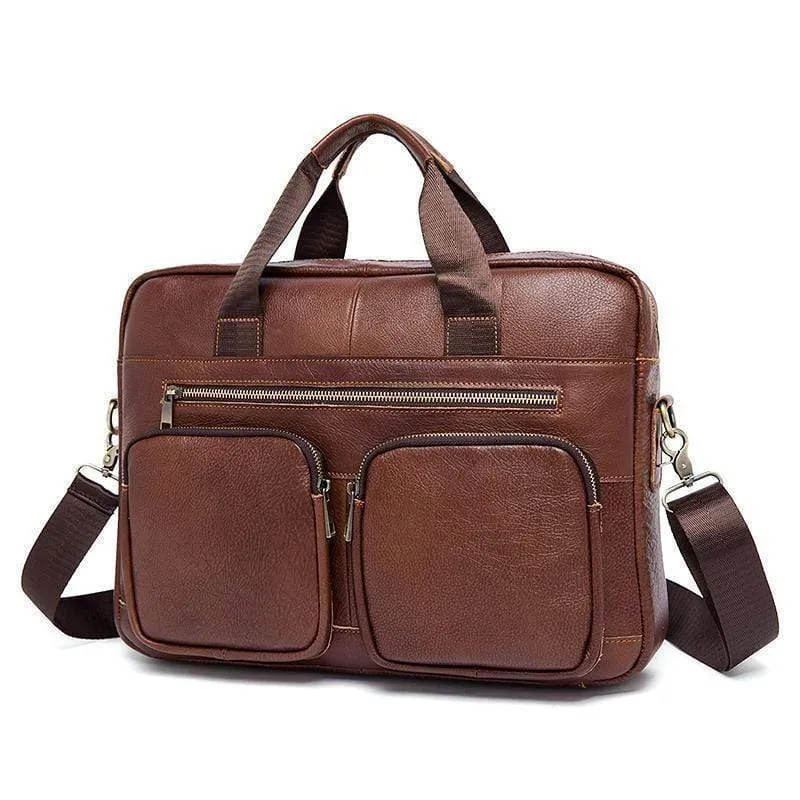 Rossie Viren Vintage Retro Tan  Leather Men's  Briefcase Messenger  Bag