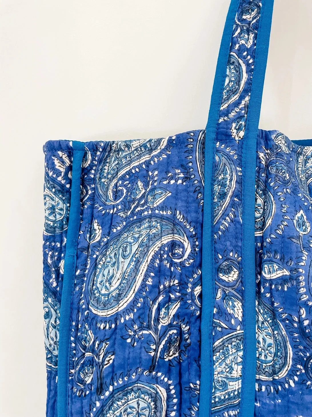 Royal Blue Block Print Tote Bag