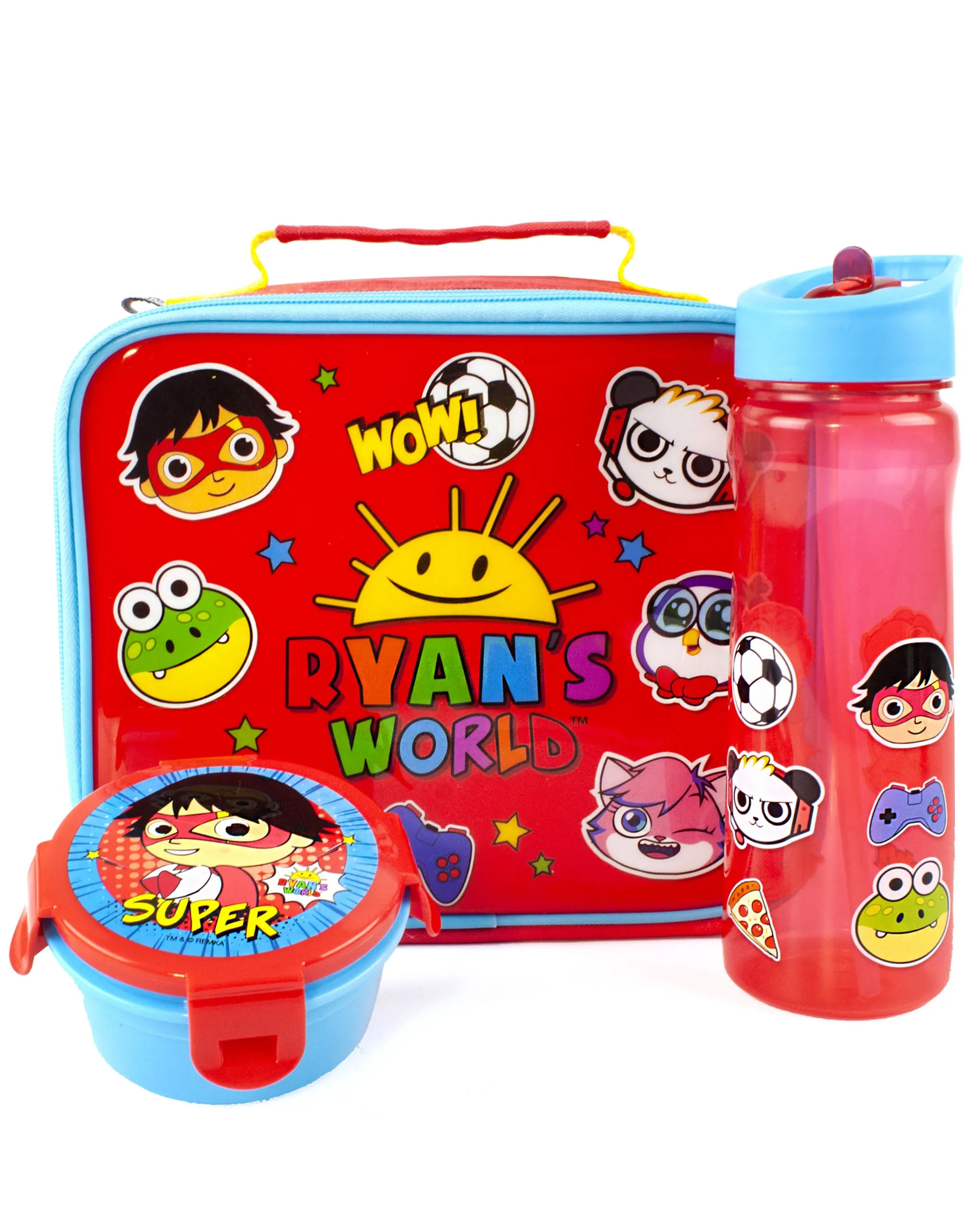 Ryans World Boys Red Lunch Bag Bottle and Snack Pot