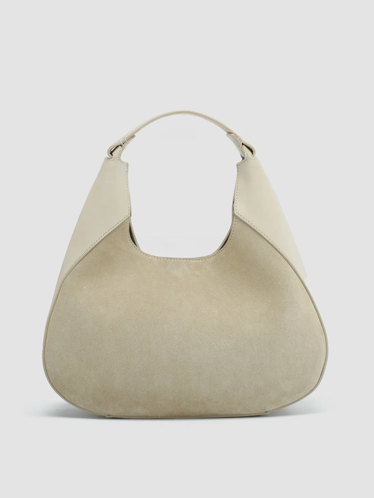 SADDLE 014 - Ivory Leather and Suede Handle Bag