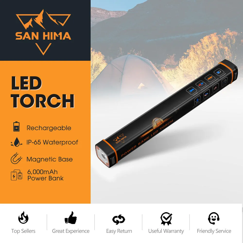 San Hima LED Torch Light Large Power Bank Flashlight Lithium USB Rechargeable