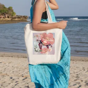 Sea Turtle Blossoms Beach Tote