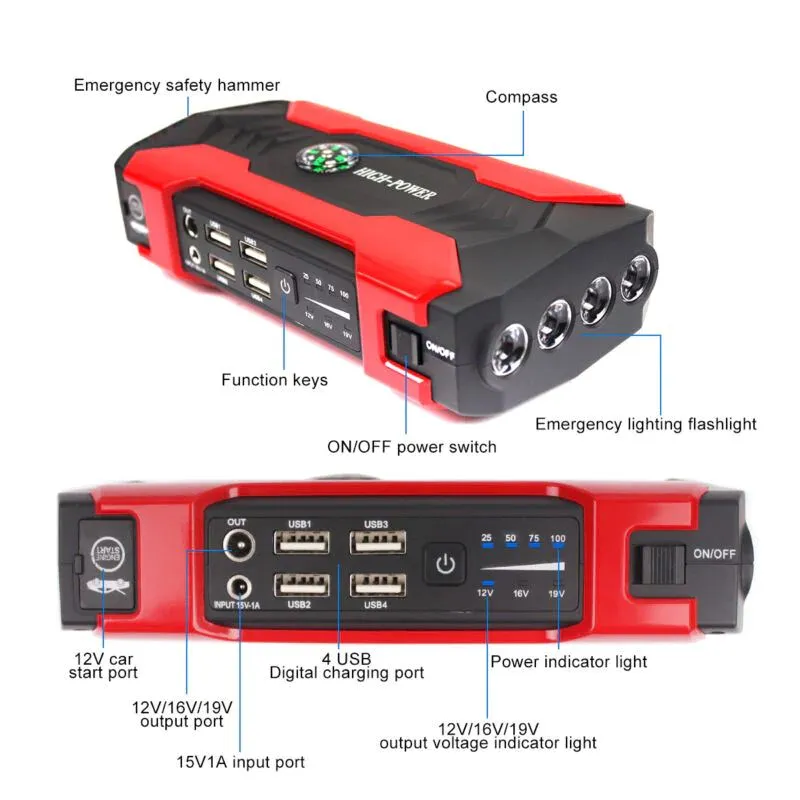 SMAXPro™ Car Jump Starter: 99800mAh Power Bank, Booster, Battery Charger