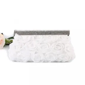 Snow White Rose Evening Clutch Bag