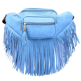 Southwest Fringed Blue Fanny Sling Waist Bag