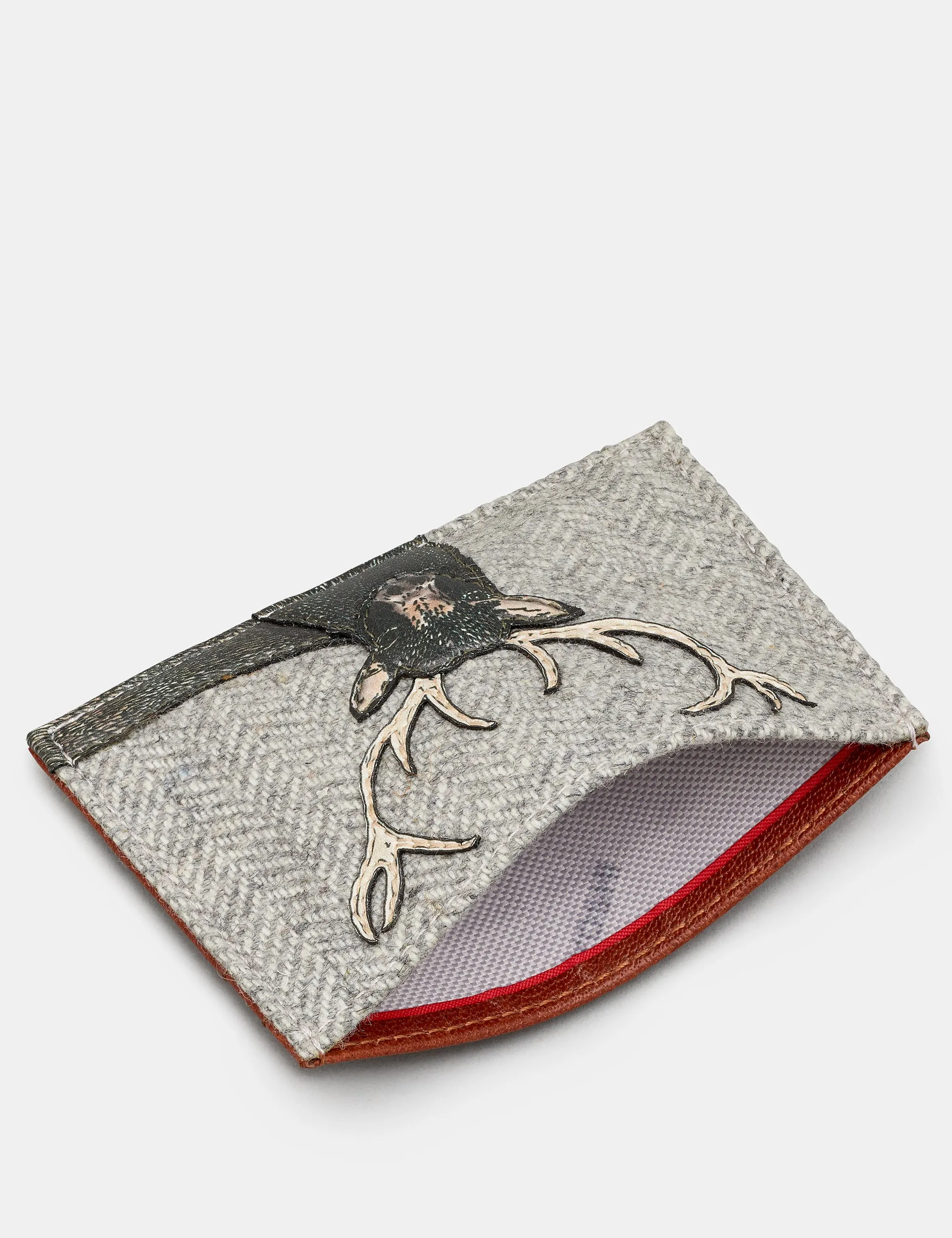 Stag Tweed & Brown Leather Card Holder