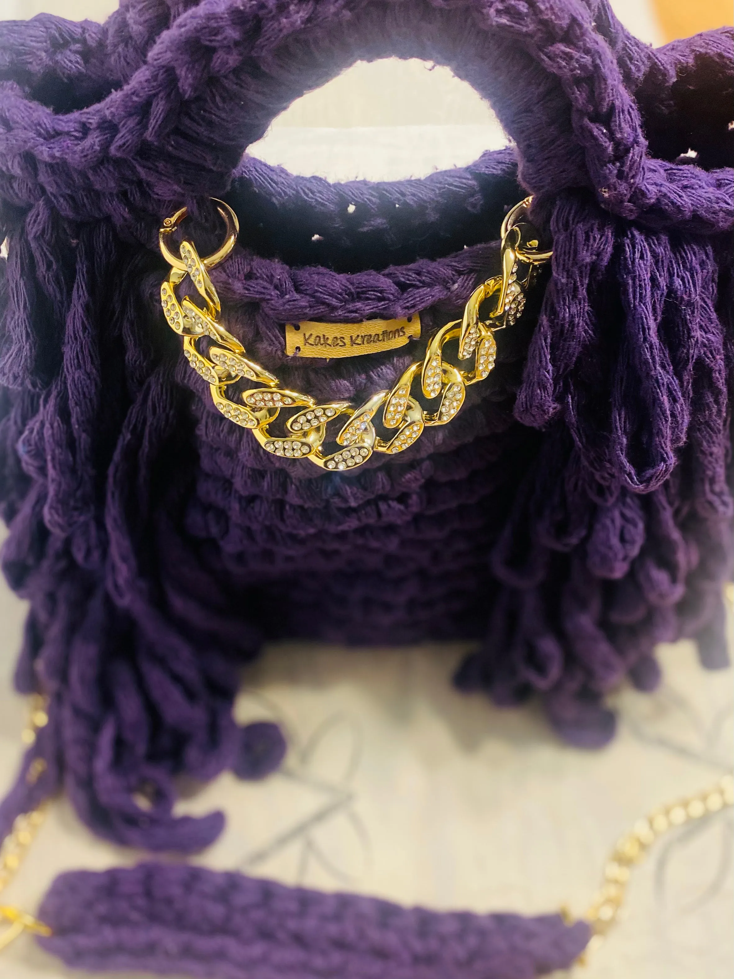 Sweetdrop MIDI tote, Queen Purple  Kreations by V Luxury Crochet Handbag