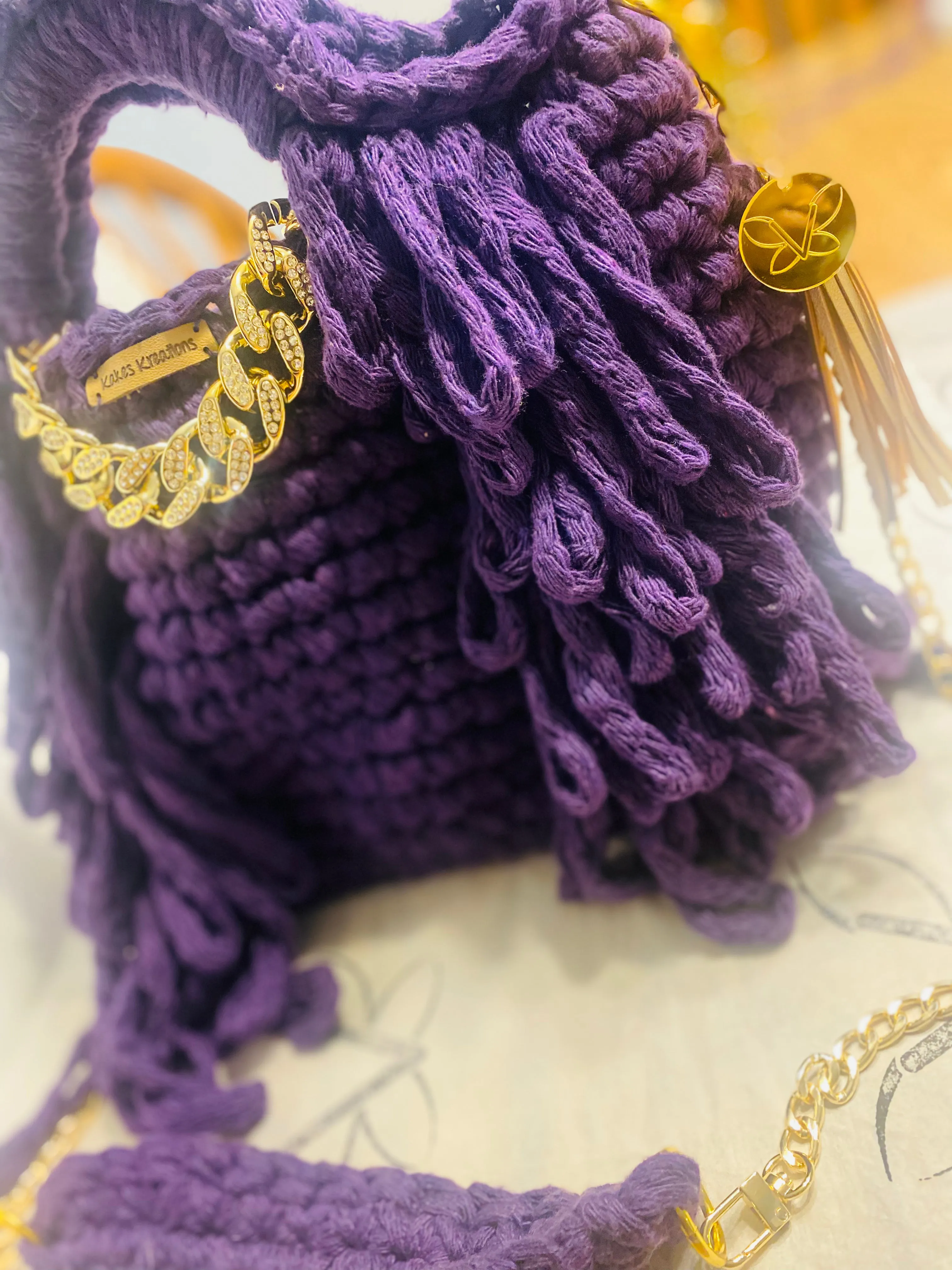 Sweetdrop MIDI tote, Queen Purple  Kreations by V Luxury Crochet Handbag