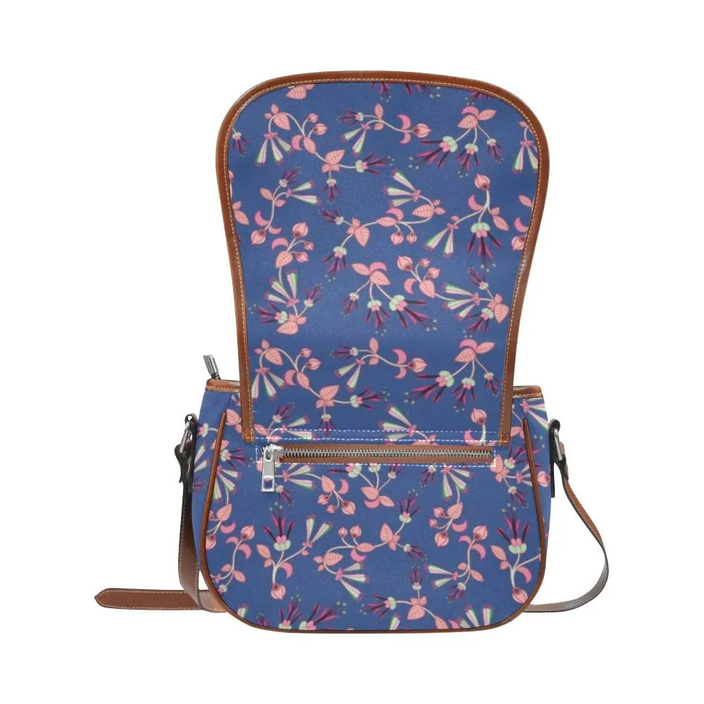 Swift Floral Peach Blue Saddle Bag/Large