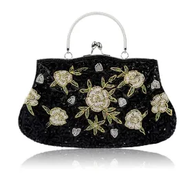 TEEK - Vintage Beaded Flower Top Handle Clutch