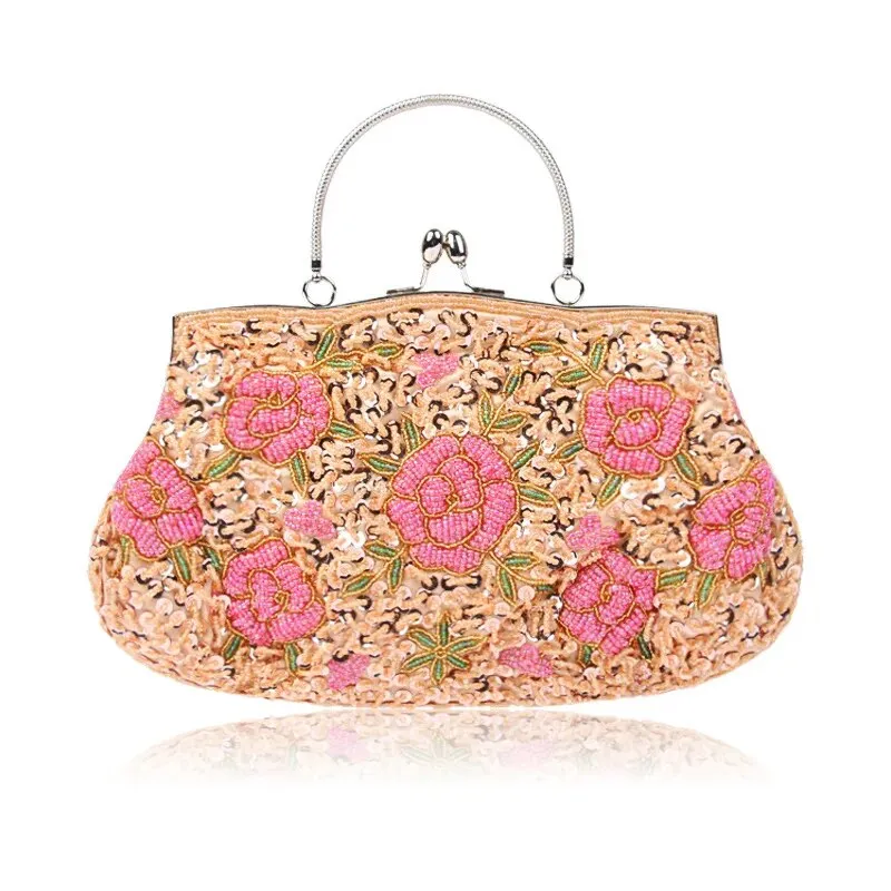 TEEK - Vintage Beaded Flower Top Handle Clutch