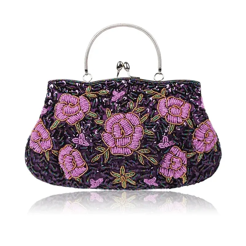 TEEK - Vintage Beaded Flower Top Handle Clutch