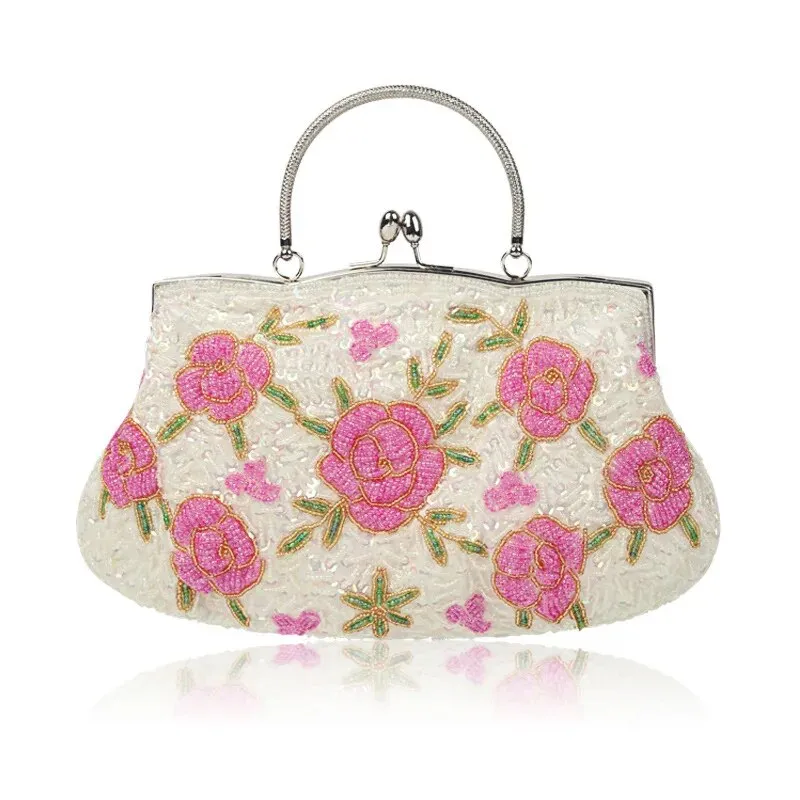 TEEK - Vintage Beaded Flower Top Handle Clutch