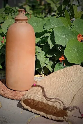 Terracotta by Sachii "Matka" Water Bottle with Jute Bag