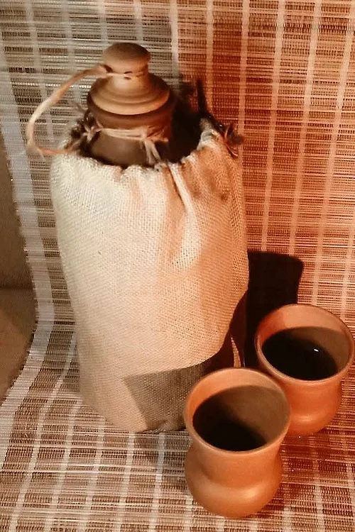 Terracotta by Sachii "Matka" Water Bottle with Jute Bag