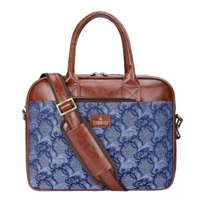 THE CLOWNFISH Deborah series 15.6 inch Laptop Bag For Women Tapestry Fabric & Faux Leather Office Bag Briefcase Messenger Sling Handbag Business Bag (Blue-Floral)