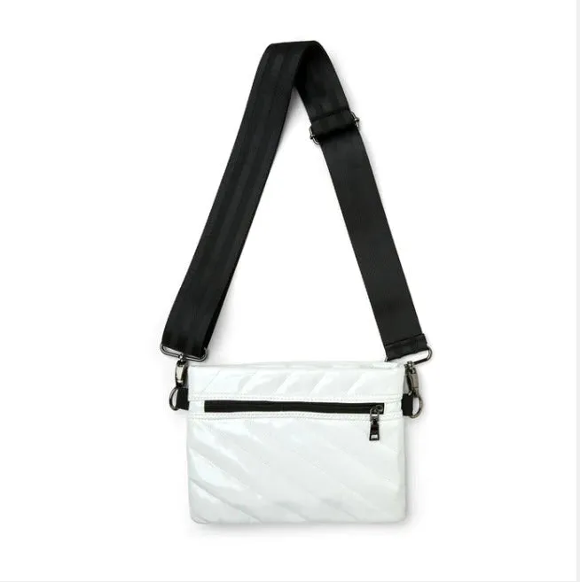 The Diagonal Bum Bag 2.0 Crossbody in White Patent