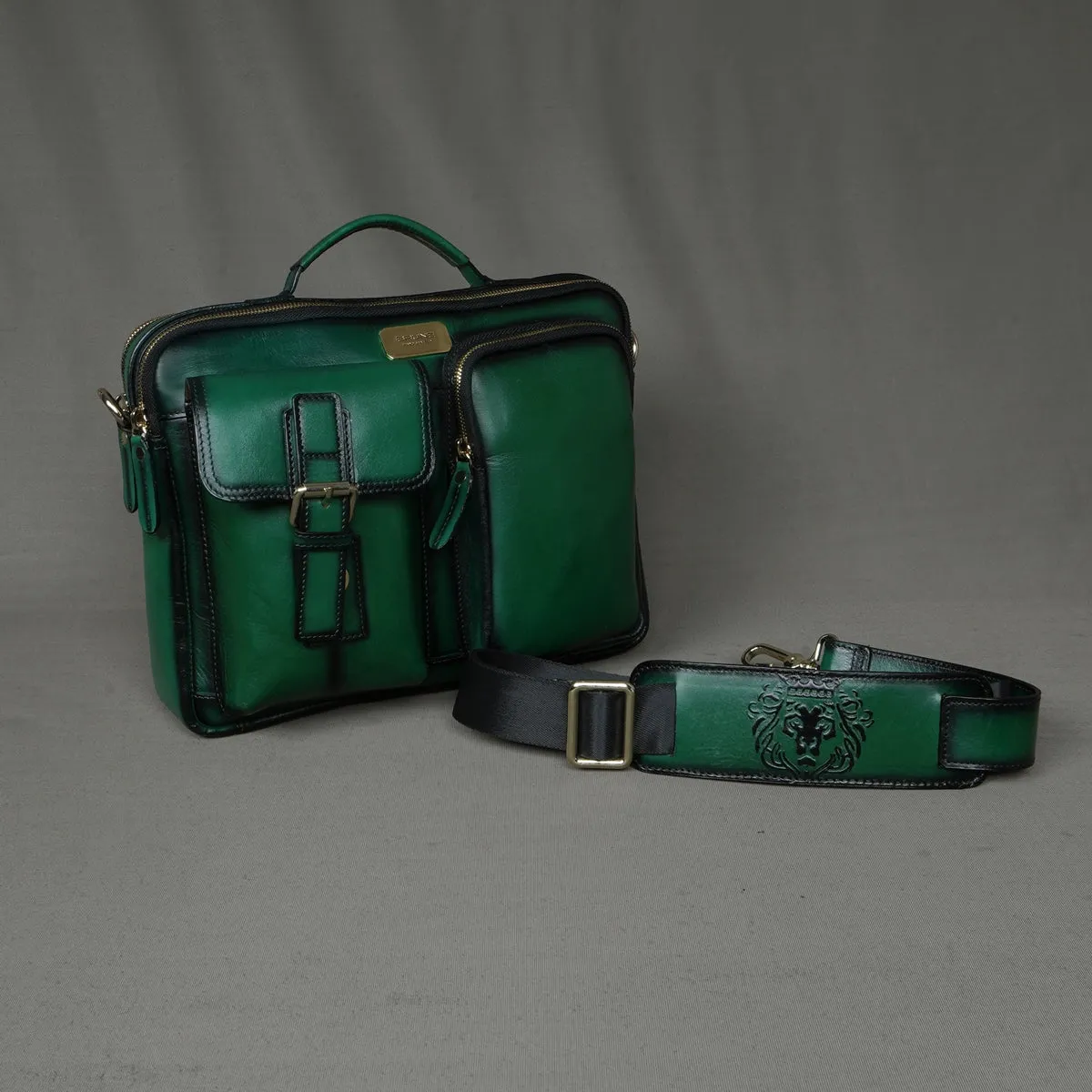 The Modern Quick Green Office Briefcase With Extra Compartment By Brune & Bareskin