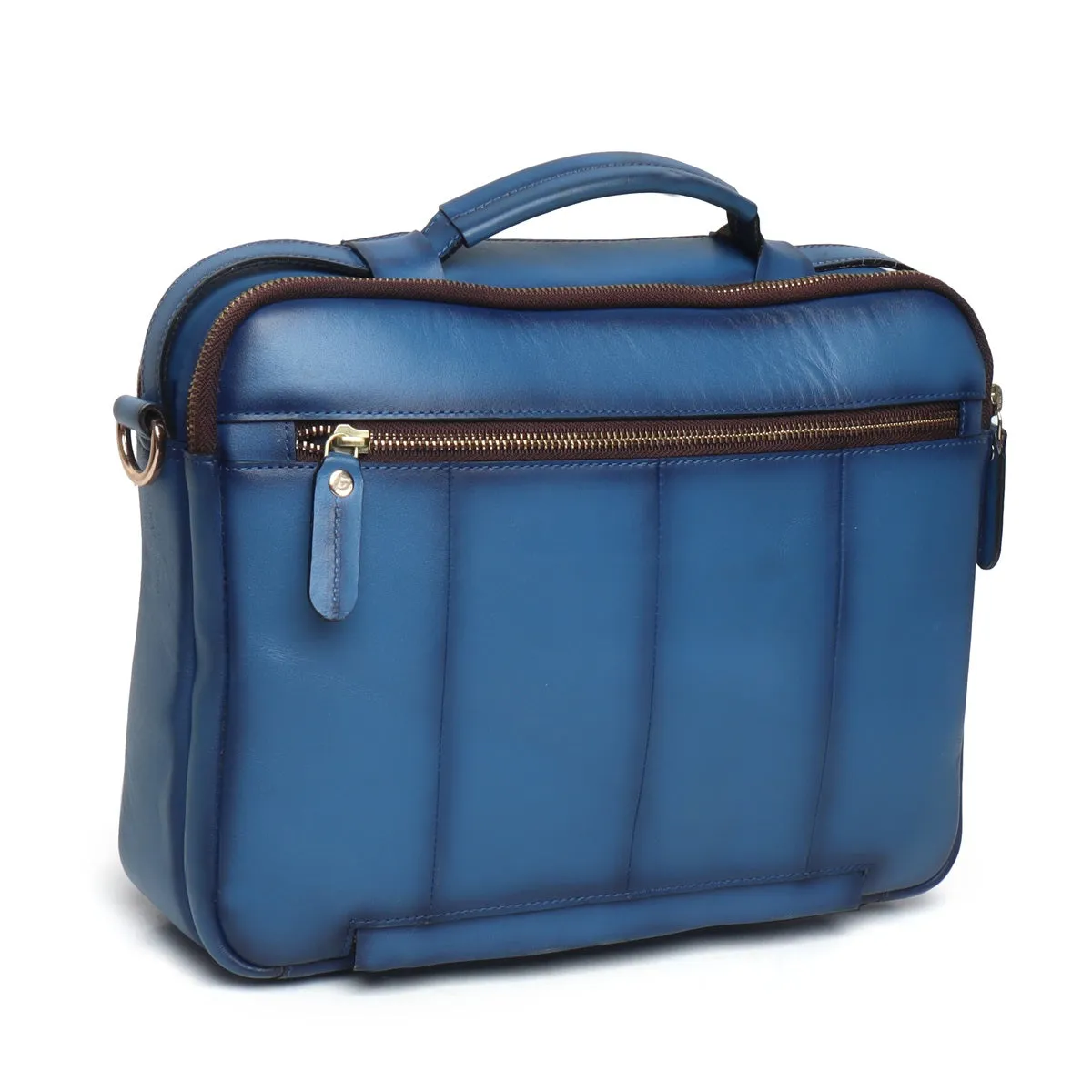 The Modern Quick Sky Blue Office Briefcase With Extra Compartment By Brune & Bareskin