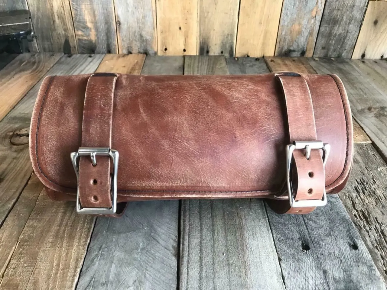 Tool Roll Harley Sportster Softail Chopper Bobber Indian Spring Seat Brown Dist Leather