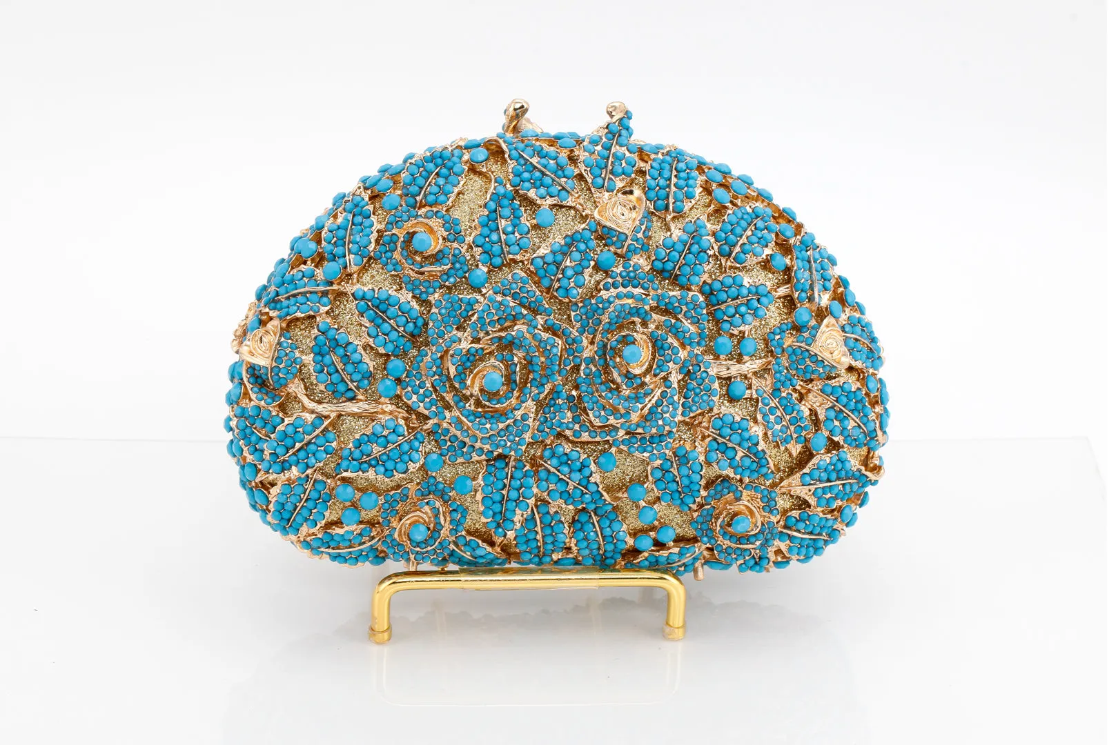 Turquoise Floral Scallop Evening Bag