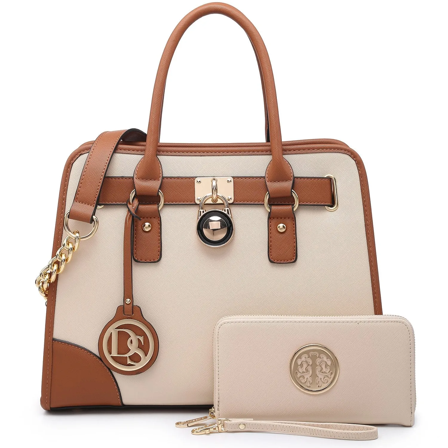 Two-Tone Handbag with Matching Wallet