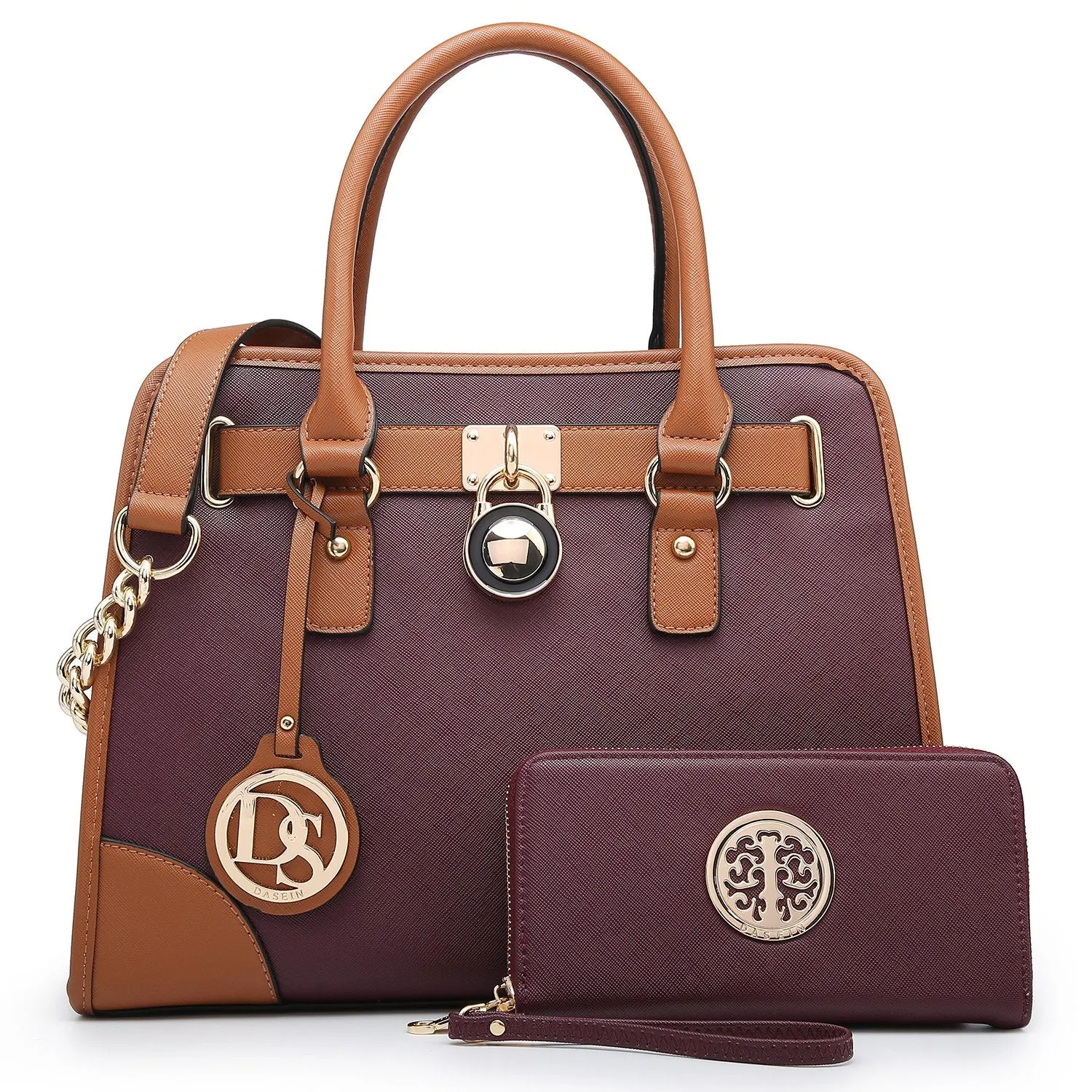 Two-Tone Handbag with Matching Wallet