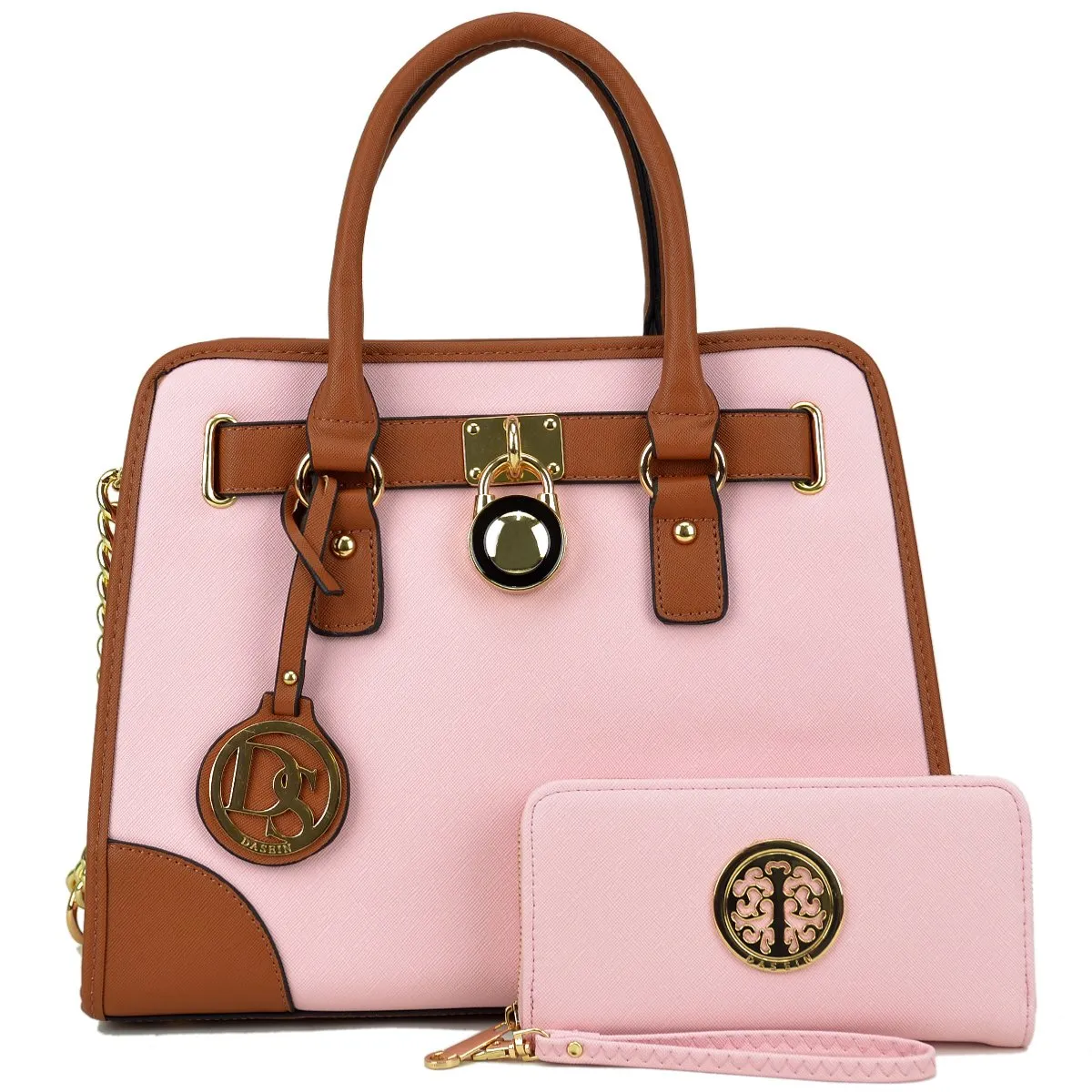 Two-Tone Handbag with Matching Wallet