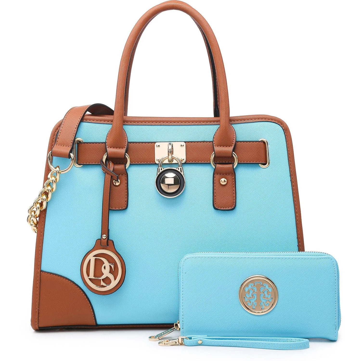 Two-Tone Handbag with Matching Wallet