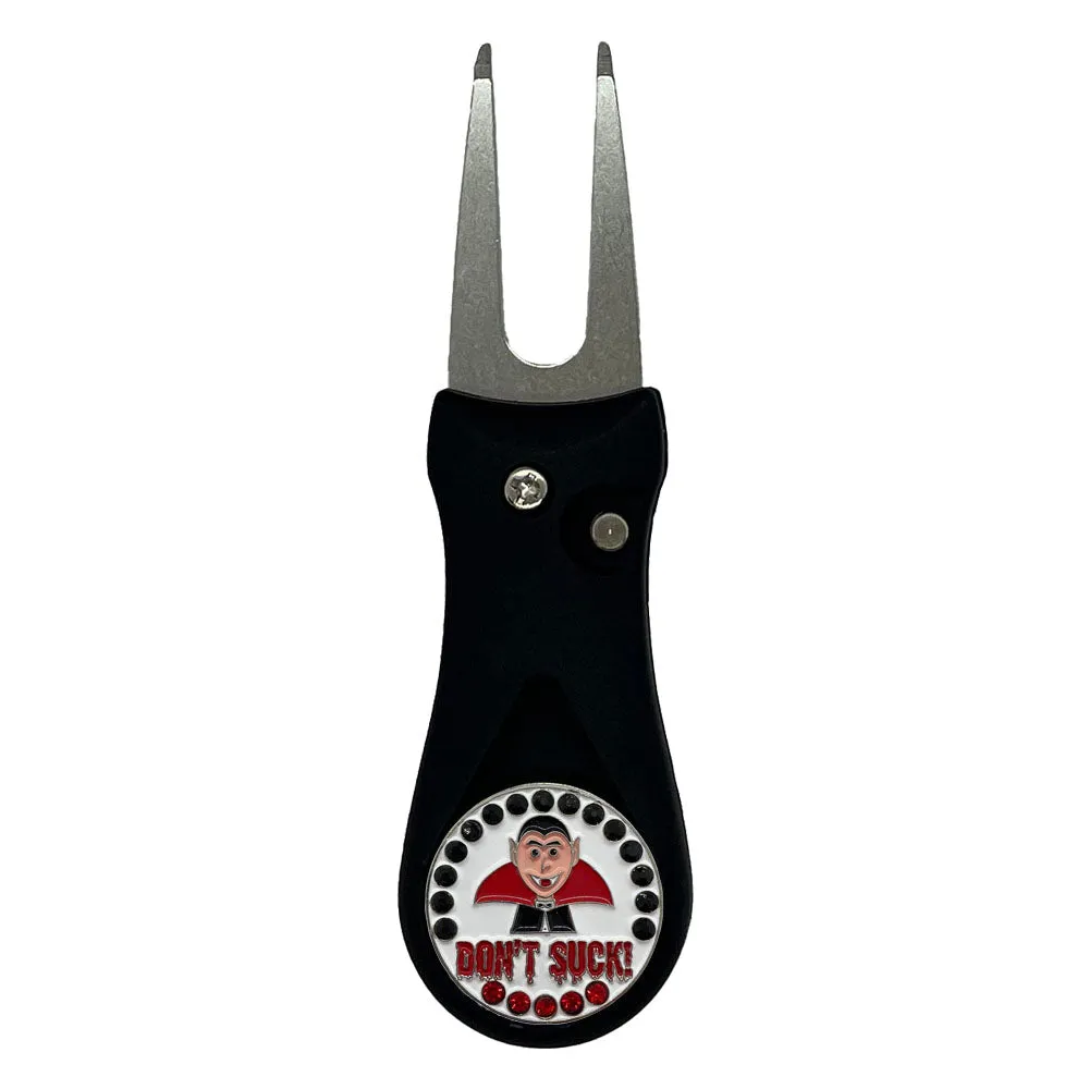 Vampire Golf Ball Marker With Colored Divot Repair Tool