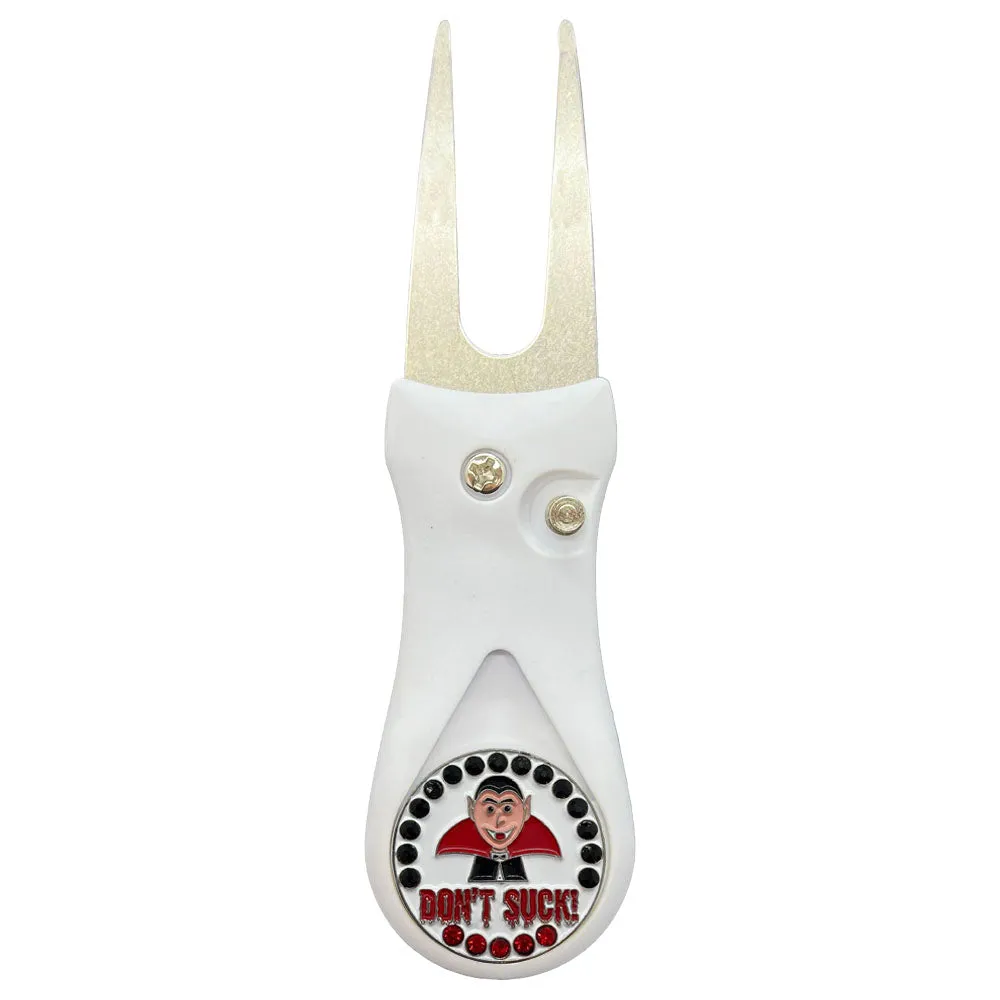 Vampire Golf Ball Marker With Colored Divot Repair Tool