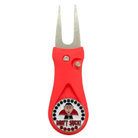 Vampire Golf Ball Marker With Colored Divot Repair Tool