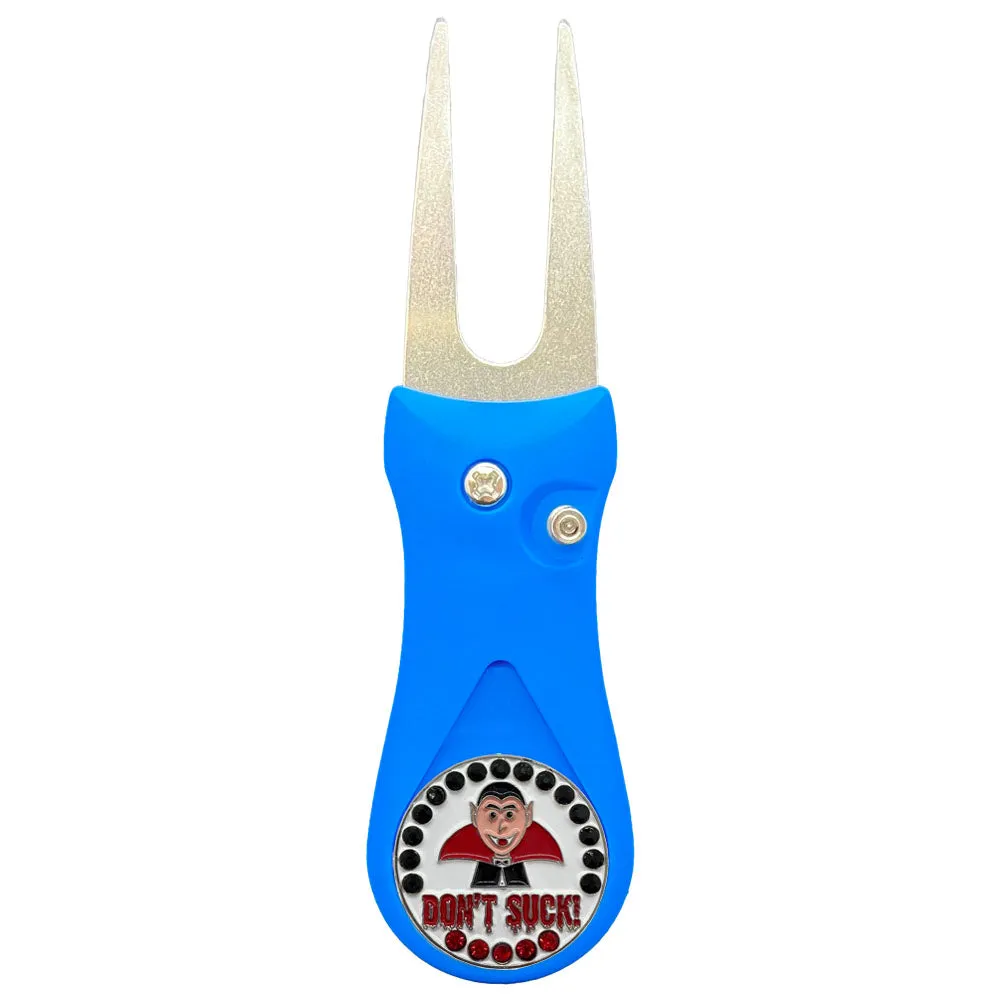 Vampire Golf Ball Marker With Colored Divot Repair Tool