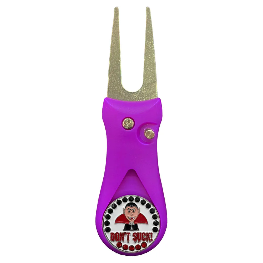 Vampire Golf Ball Marker With Colored Divot Repair Tool