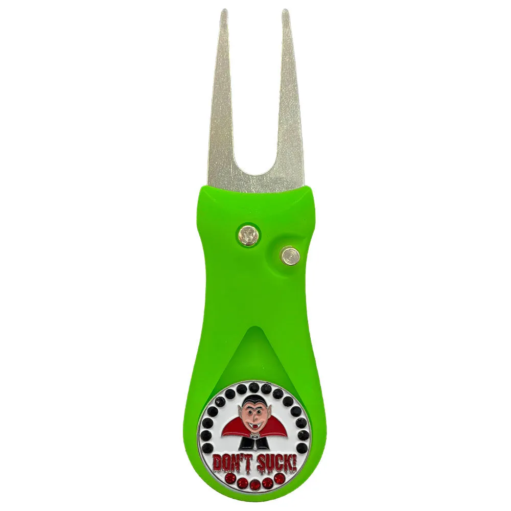 Vampire Golf Ball Marker With Colored Divot Repair Tool