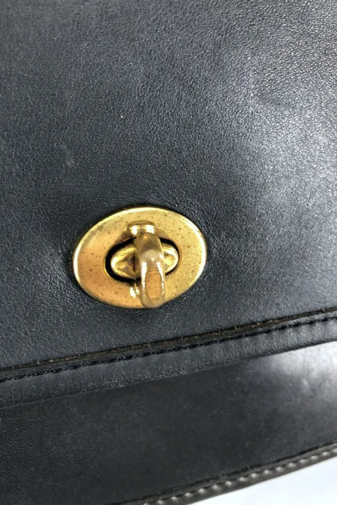 Vintage Coach Black Leather Crossbody Bag