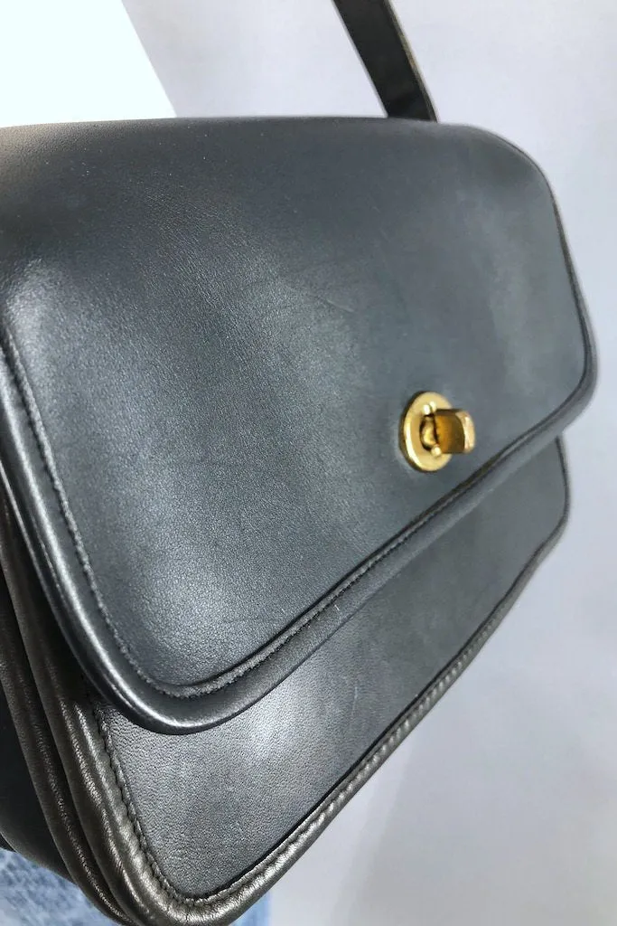 Vintage Coach Black Leather Crossbody Bag