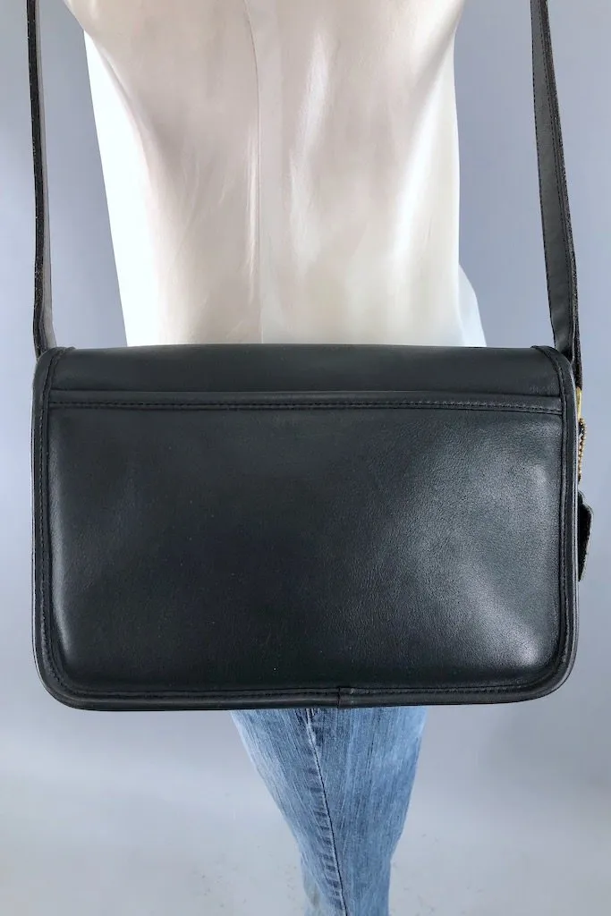 Vintage Coach Black Leather Crossbody Bag