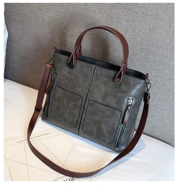 Vintage PU Shoulder Bag Female Causal Totes