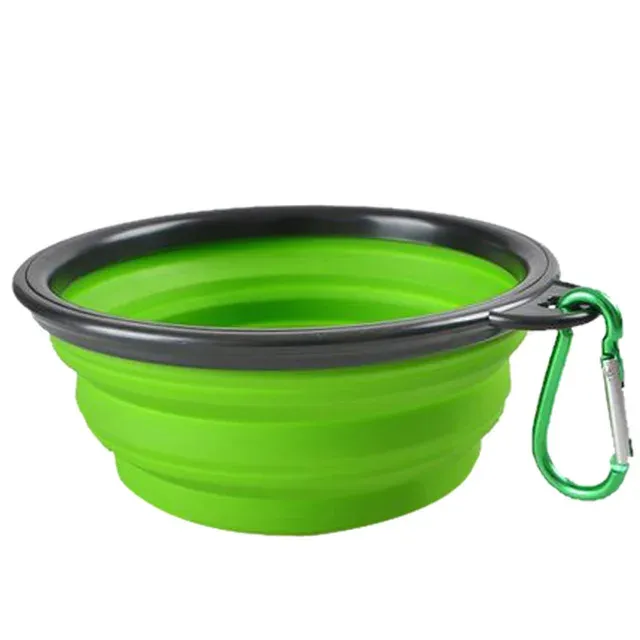 Water Food Bowl for Dogs Cats Collapsible Silicone with Carabiner Clip