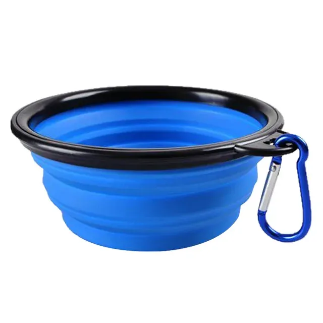 Water Food Bowl for Dogs Cats Collapsible Silicone with Carabiner Clip