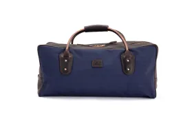 Weekender Travel Bag - Navy Canvas with Chocolate Leather Trim