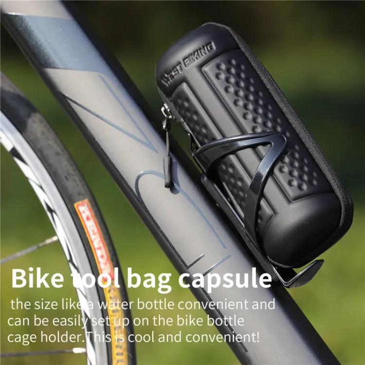 WEST BIKING 1.2L Bicycle EVA Hard Shell Water Bottle Bag With Bottle Cage(Rack B Frosted Black)